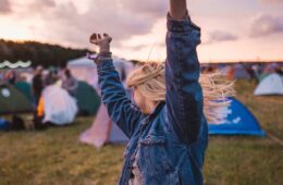 girl camping at festival